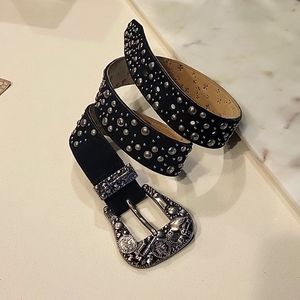 Black Suede Studded Belt